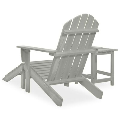 vidaXL Garden Adirondack Chair with Ottoman&Table Solid Fir Wood Grey