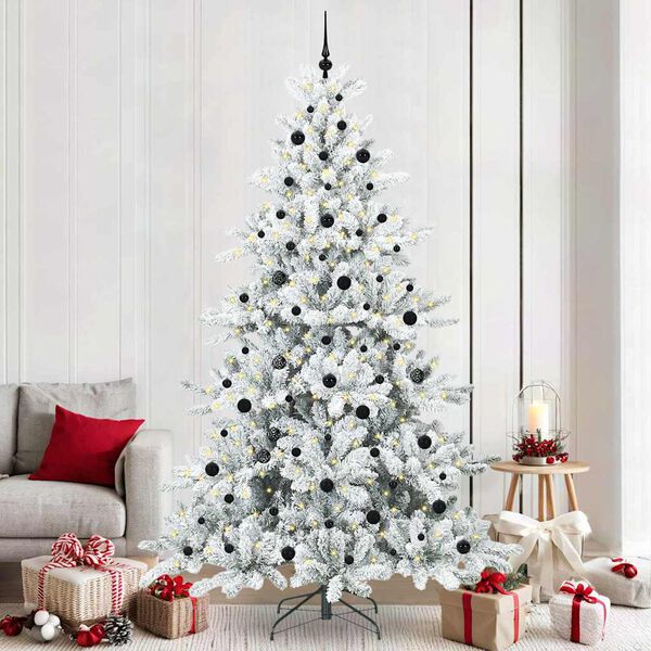 vidaXL Artificial Hinged Christmas Tree White 240 cm PVC and Steel