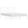 vidaXL Metal Bed Frame without Mattress with Headboard White 140x200cm
