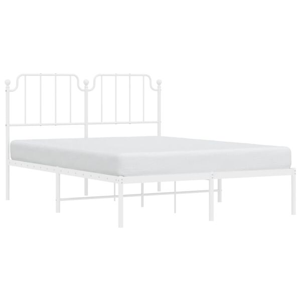 vidaXL Metal Bed Frame without Mattress with Headboard White 140x200cm