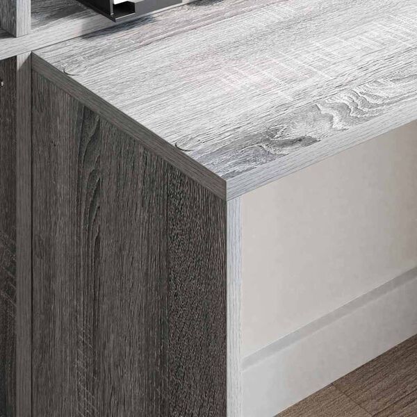 vidaXL Desk with Shelf Grey Sonoma 138.5 x 55 x 143 cm Engineered Wood