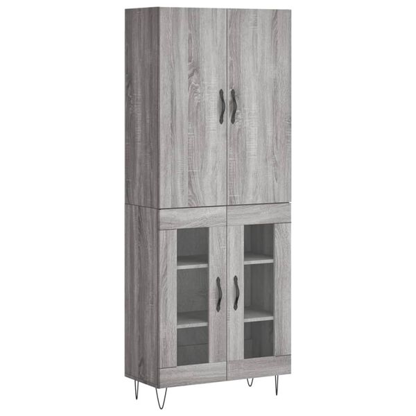 vidaXL Highboard Grey Sonoma 69.5x34x180 cm Engineered Wood