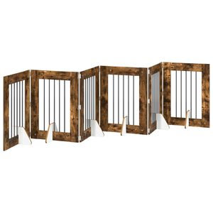 vidaXL Foldable Dog Gate with Stands 6 pcs Smoked Oak 362 cm