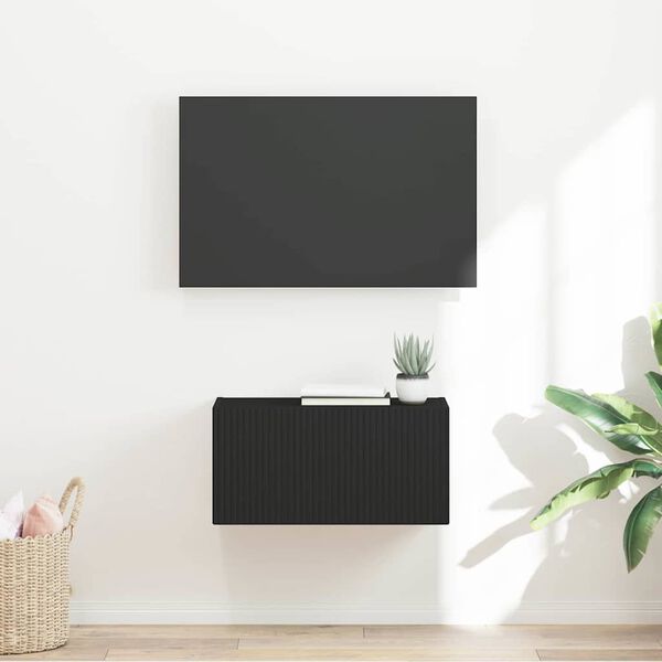 vidaXL TV Wall Cabinet Black 60 x 31 x 29.5 cm Engineered Wood