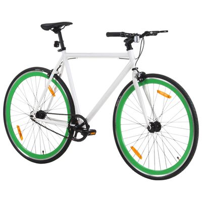 vidaXL Fixed Gear Bike White and Green 700c 55 cm