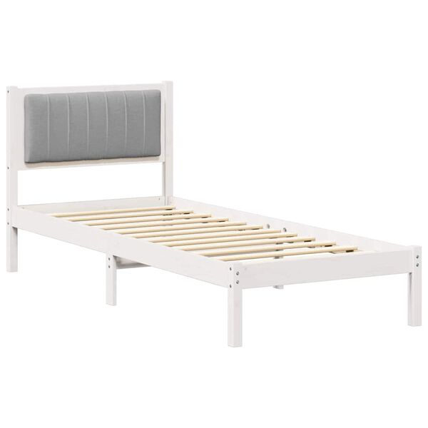 vidaXL Bed Frame with Upholstered Headboard Light Grey 75 x 190 cm