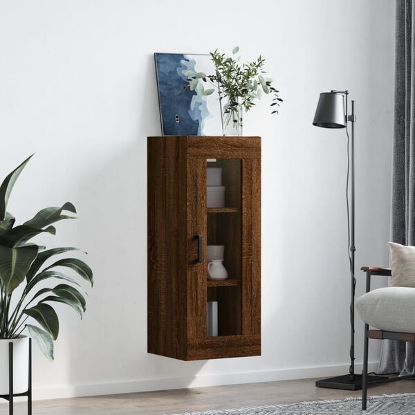 vidaXL Wall Mounted Cabinet Brown Oak 34.5x34x90 cm