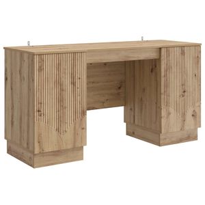 vidaXL Desk with Shelf Artisan Oak 142.5 x 50 x 75 cm Engineered Wood