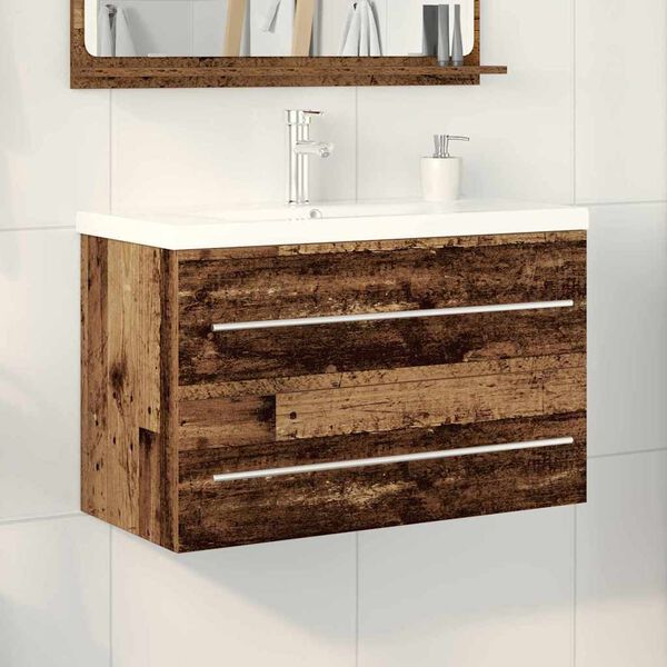 vidaXL Bathroom Sink Cabinet 2 pcs Old Wood 80 x 38.5 x 48 cm