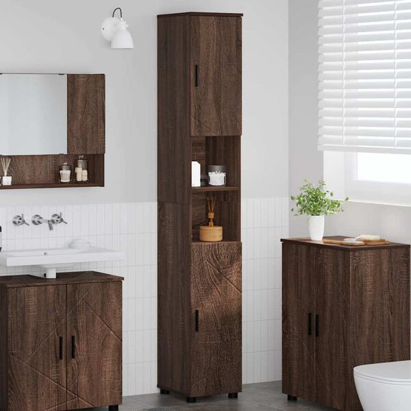 vidaXL Bathroom Cabinet with Storage Brown Oak 30 x 35 x 192 cm