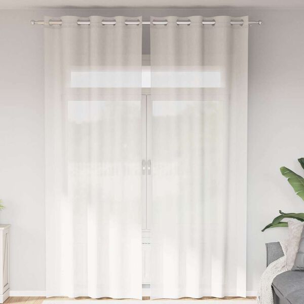 vidaXL Voile Curtains with Grommets 2 pcs White