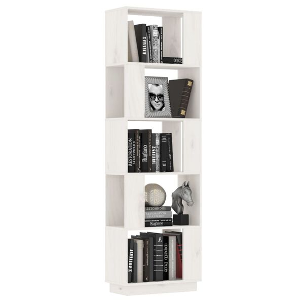 vidaXL Book Cabinet/Room Divider White 51x25x163.5 cm Solid Wood Pine