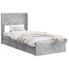 vidaXL Bed Frame with Storage and Headboard Concrete Grey 75 x 190 cm