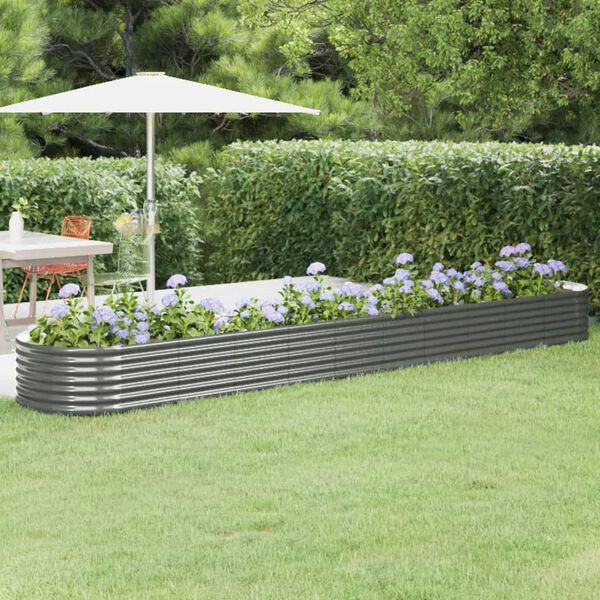 vidaXL Garden Raised Bed Galvanised Steel 440x80x36 cm Grey
