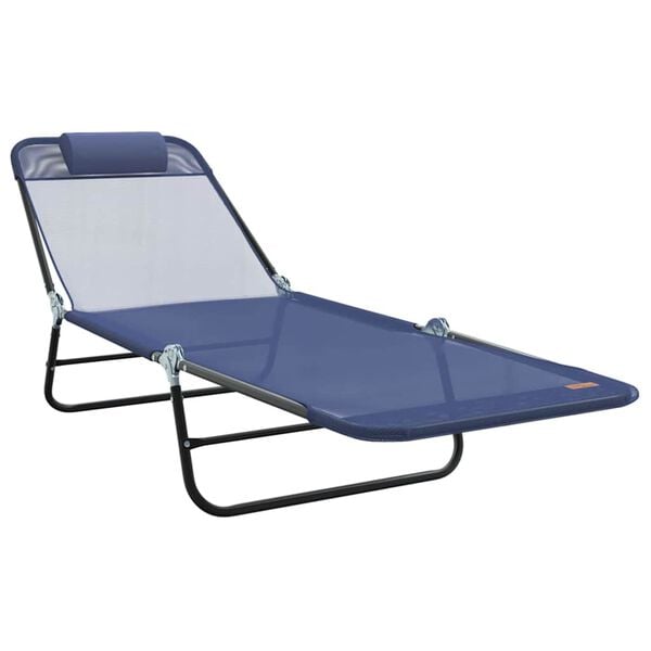 vidaXL Folding Sun Lounger Folding 2 pcs Navy Blue 182 x 55 x 85.5 cm