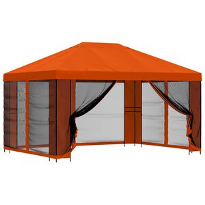vidaXL Garden Gazebo with Sidewalls 4 x 3 m Orange Polyester and Steel