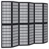 vidaXL Room Divider 6 Panels Black Solid Wood Paulownia