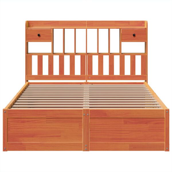 vidaXL Bed Frame without Mattress Wax Brown 140x200 cm Solid Wood Pine