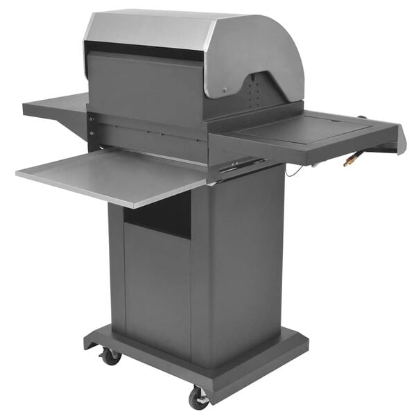 vidaXL Burner Gas Grill with Wheel Silver Steel with Metal Hose