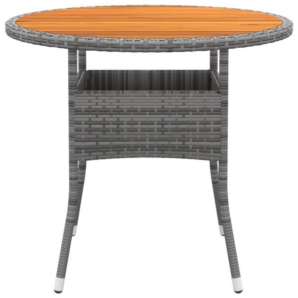 vidaXL Garden Table Ø80x75 cm Acacia Wood and Poly Rattan Grey