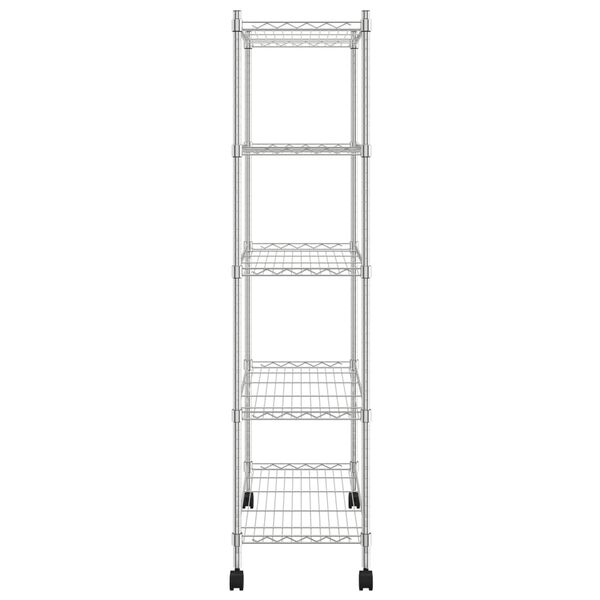 vidaXL 5-Tier Storage Shelf with Wheels 75x35x155 cm Chrome 250 kg