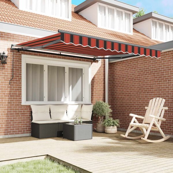 vidaXL Retractable Awning Manual Orange and brown 300 x 250 cm