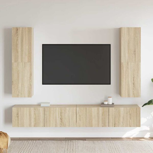 vidaXL 4 Piece TV Cabinet Set Sonoma Oak Engineered Wood