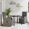 vidaXL Garden Dining Set with Cushion 3 pcs Grey Poly Rattan