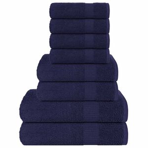 vidaXL 8 Piece Towel Set "FROGN" Navy Blue 360 gsm