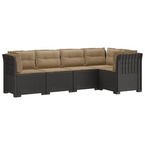 vidaXL 5-Seater Garden Sofa with Cushions Rattan Look PP Light Grey