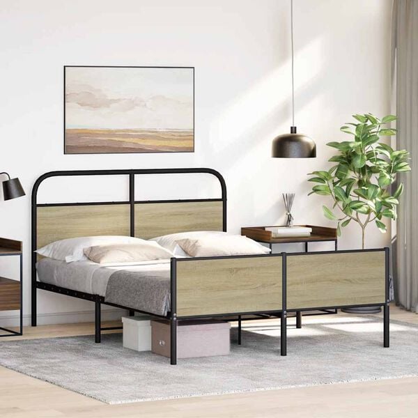 vidaXL Bed Frame without Mattress 120x200 cm Sonoma Oak Engineered Wood