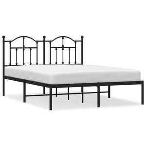 vidaXL Metal Bed Frame without Mattress with Headboard Black 140x190cm