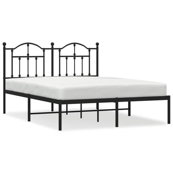 vidaXL Metal Bed Frame without Mattress with Headboard Black 140x190cm