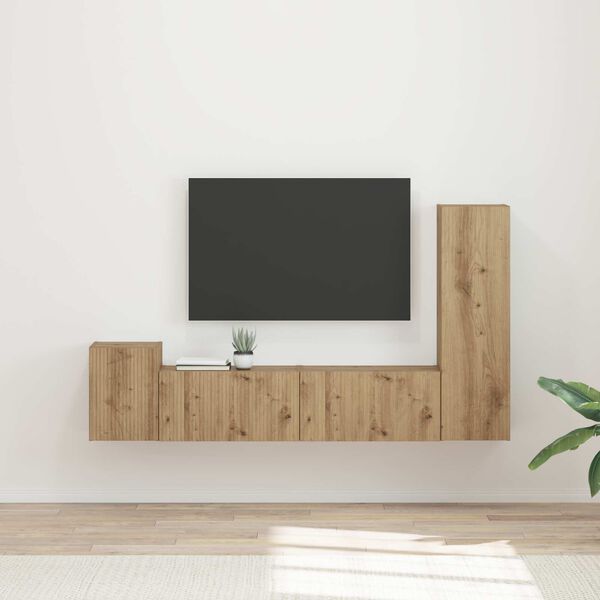 vidaXL TV Cabinet Set Wall-mounted 4 pcs Artisan Oak Engineered Wood