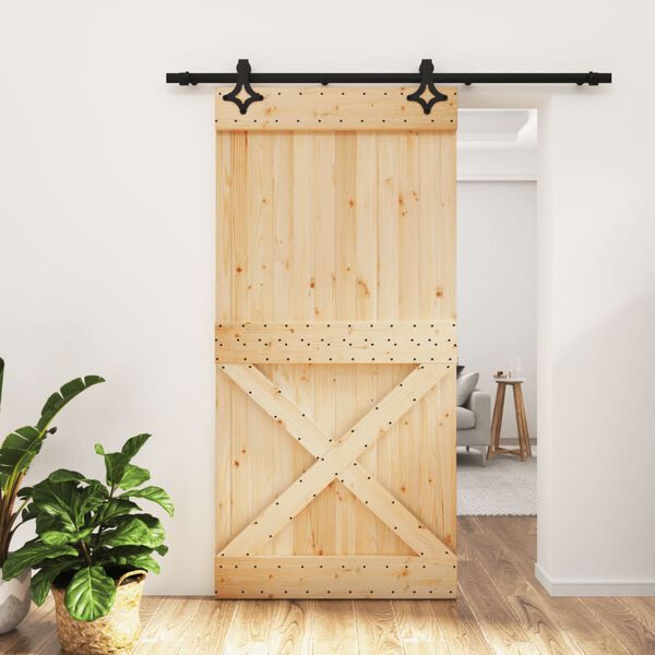 vidaXL Sliding Door with Hardware Set 100x210 cm Solid Wood Pine