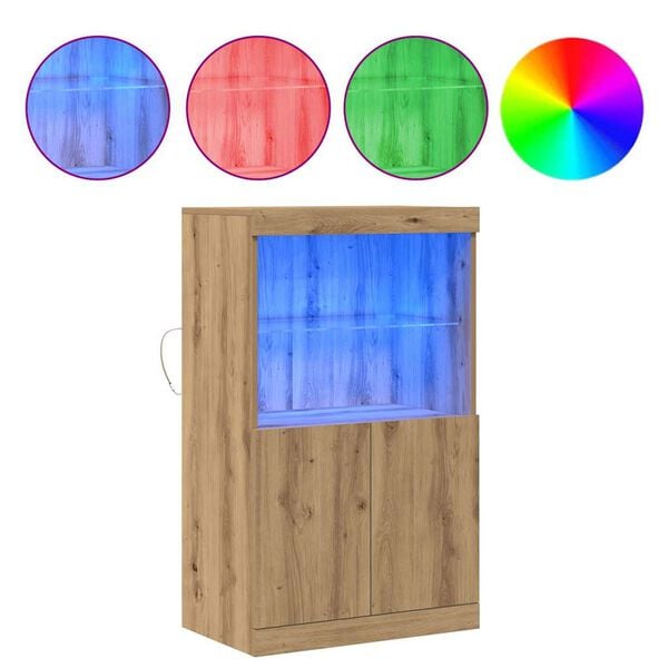 vidaXL LED Sideboard Brown 60 x 37 x 100 cm Engineered Wood