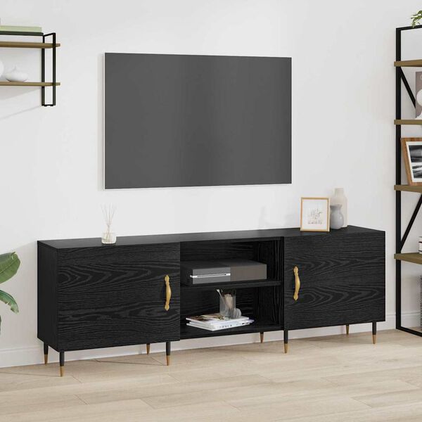 vidaXL TV Cabinet Black oak 150 x 30 x 50 cm Engineered wood