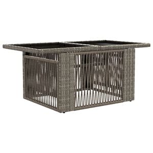 vidaXL Garden Table Grey 100 x 55 x 37 cm PE Rattan and Glass