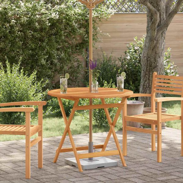vidaXL Folding Garden Table &Oslash;90x75 cm Solid Eucalyptus Wood