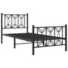 vidaXL Metal Bed Frame without Mattress with Footboard Black 90x190cm