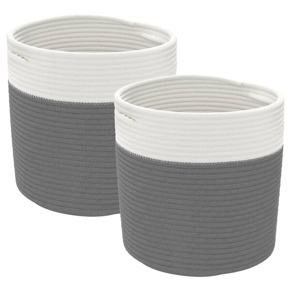 vidaXL Storage Baskets 2 pcs Grey and White &Oslash;28x28 cm Cotton