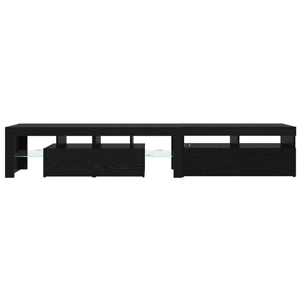 vidaXL TV Cabinet 2 pcs Black Oak 290 x 37 x 40 cm Engineered Wood