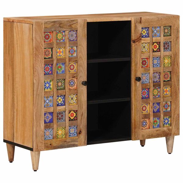 vidaXL Sideboard with Shelf Natural 90 x 33.5 x 75 cm Solid Mango Wood