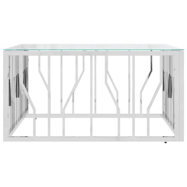 vidaXL Coffee Table 80x80x40 cm Stainless Steel and Glass