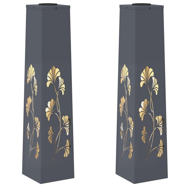 vidaXL Solar LED Pathway Light 2 pcs Anthracite Cold Rolled Steel