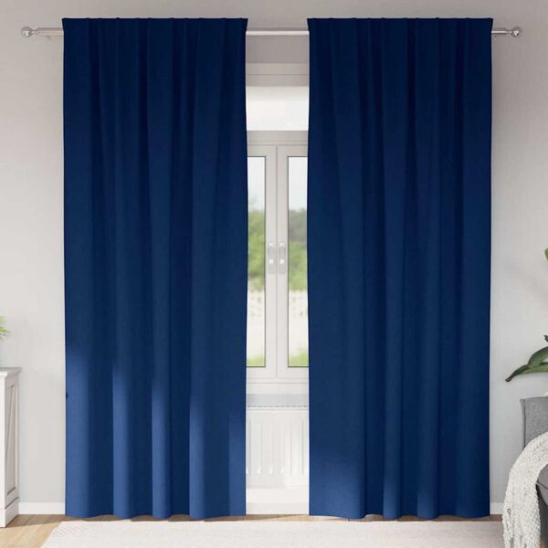 vidaXL Blackout Curtains with Rings 2 pcs Dark Blue 225 x 140 cm