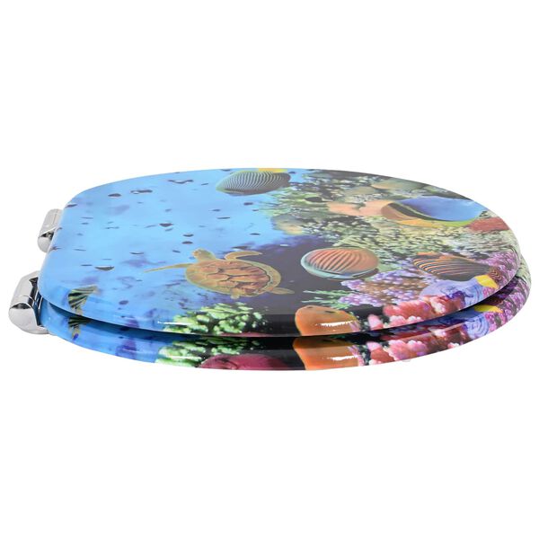 vidaXL Soft-Close Toilet Seat Deep Sea Blue 44 x 38 cm MDF board
