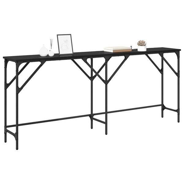vidaXL Console Table Black Oak 180 x 30 x 75 cm Engineered Wood
