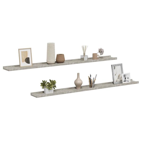 vidaXL Wall Shelves 2 pcs Concrete Grey 115x9x3 cm