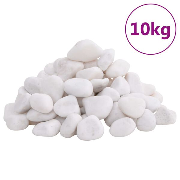 vidaXL Polished Pebbles 10 kg White 2-5 cm